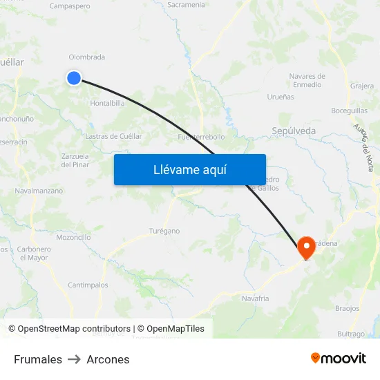 Frumales to Arcones map