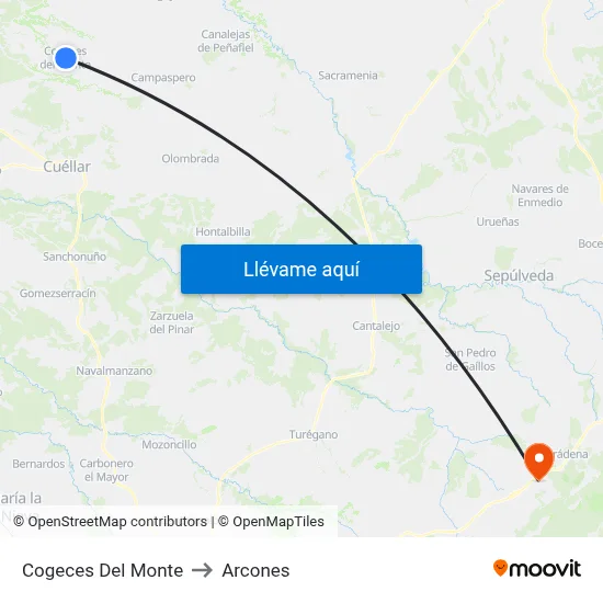Cogeces Del Monte to Arcones map