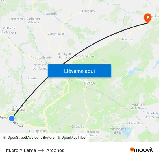 Ituero Y Lama to Arcones map