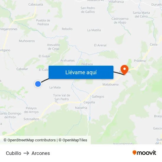 Cubillo to Arcones map