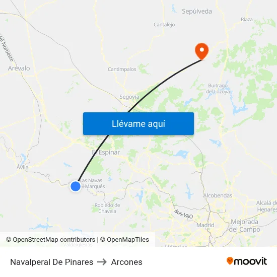 Navalperal De Pinares to Arcones map