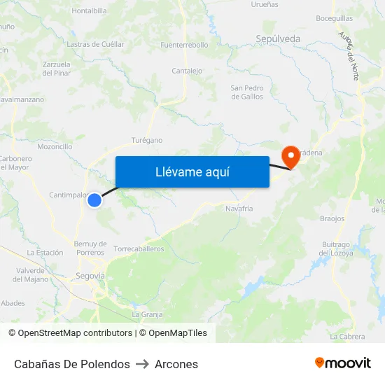 Cabañas De Polendos to Arcones map