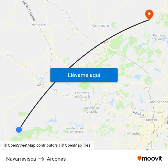 Navarrevisca to Arcones map