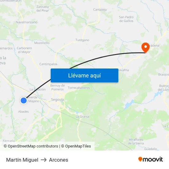 Martín Miguel to Arcones map