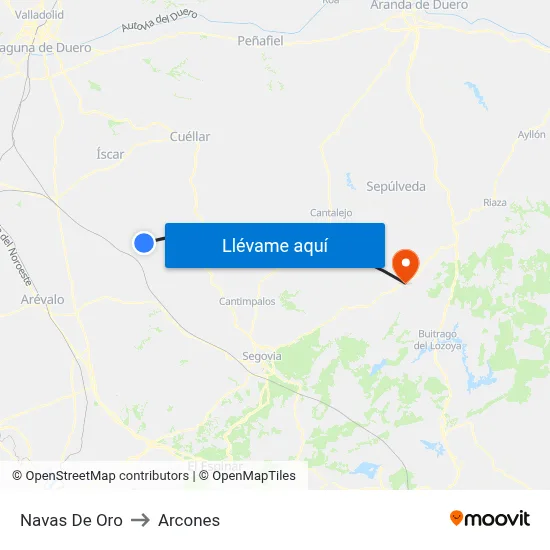 Navas De Oro to Arcones map
