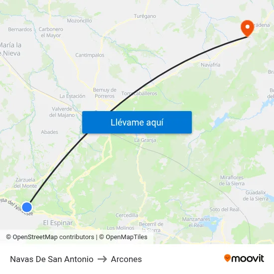 Navas De San Antonio to Arcones map