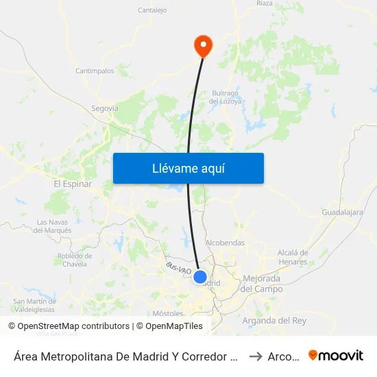 Área Metropolitana De Madrid Y Corredor Del Henares to Arcones map
