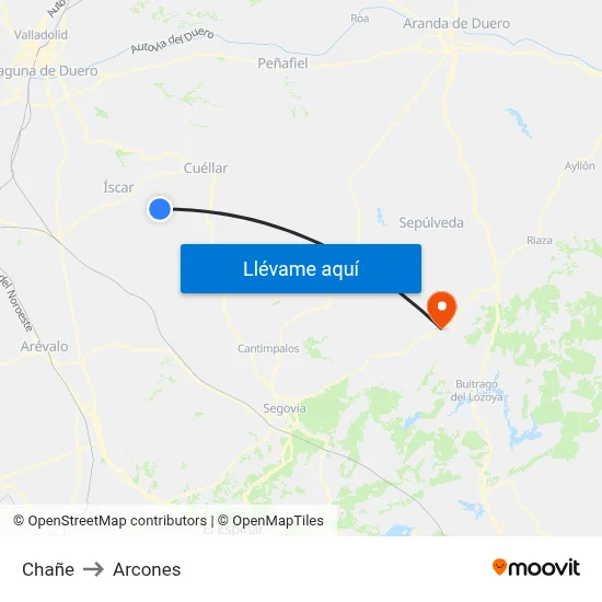 Chañe to Arcones map