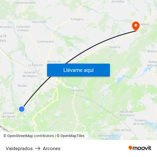 Valdeprados to Arcones map