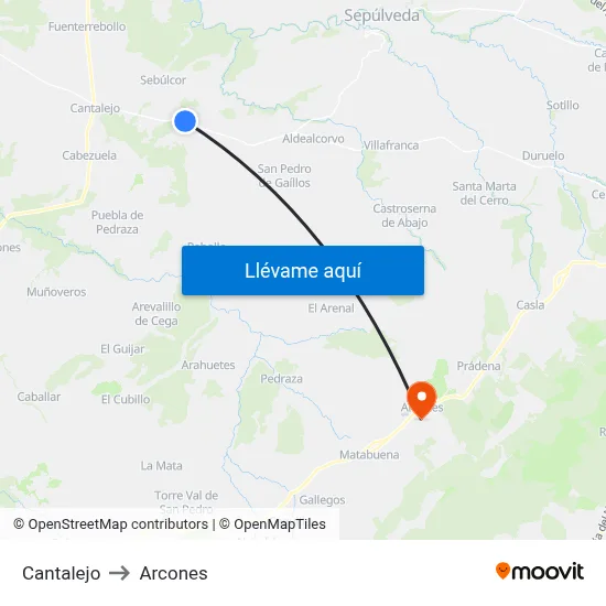 Cantalejo to Arcones map