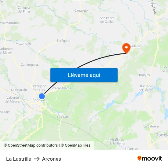 La Lastrilla to Arcones map