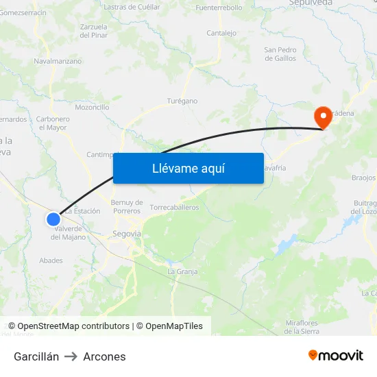 Garcillán to Arcones map