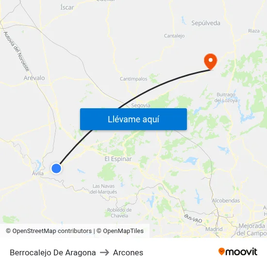 Berrocalejo De Aragona to Arcones map