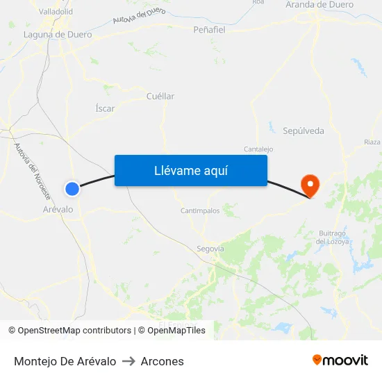 Montejo De Arévalo to Arcones map