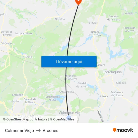 Colmenar Viejo to Arcones map