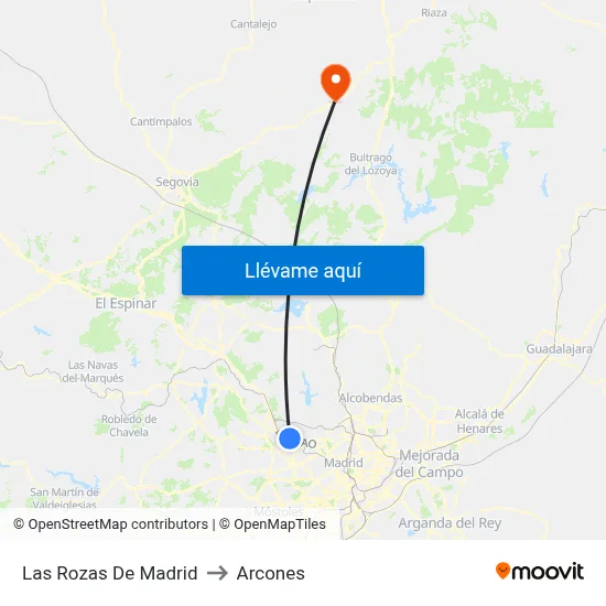 Las Rozas De Madrid to Arcones map