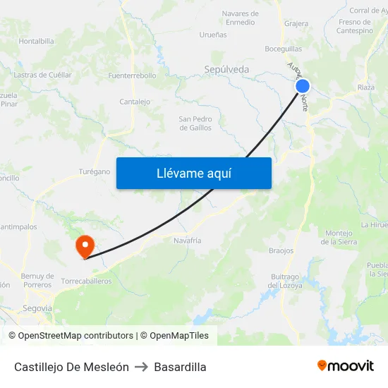 Castillejo De Mesleón to Basardilla map