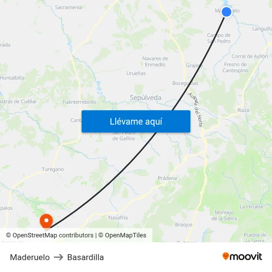 Maderuelo to Basardilla map