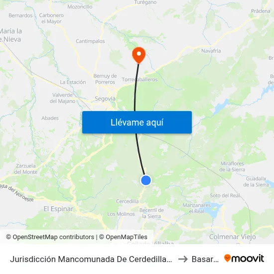 Jurisdicción Mancomunada De Cerdedilla Y Navacerrada to Basardilla map