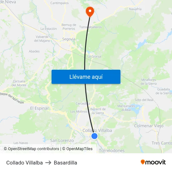 Collado Villalba to Basardilla map