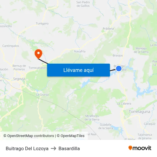 Buitrago Del Lozoya to Basardilla map