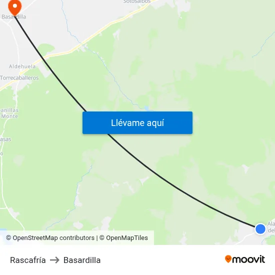 Rascafría to Basardilla map