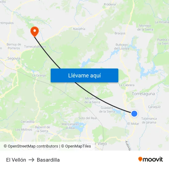 El Vellón to Basardilla map