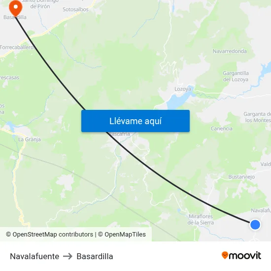 Navalafuente to Basardilla map