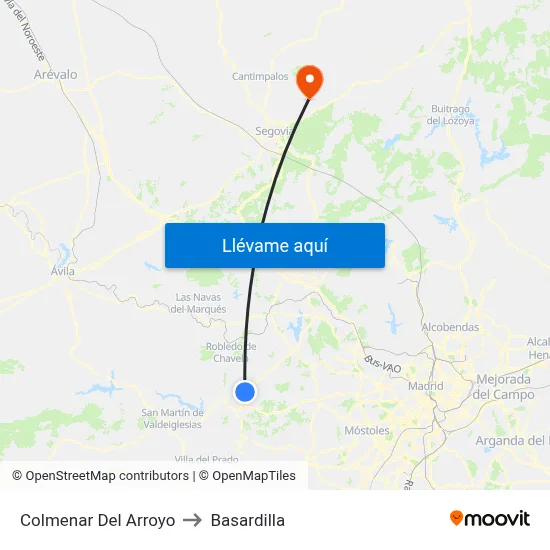 Colmenar Del Arroyo to Basardilla map
