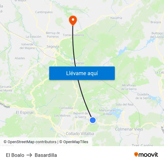 El Boalo to Basardilla map