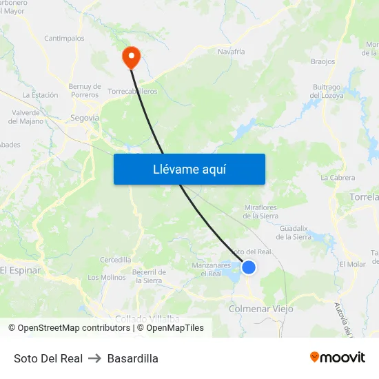 Soto Del Real to Basardilla map