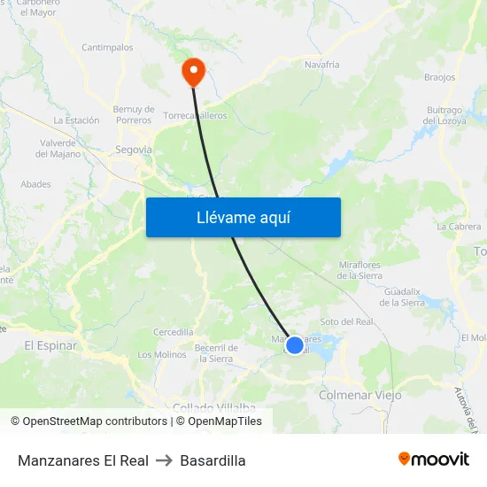 Manzanares El Real to Basardilla map
