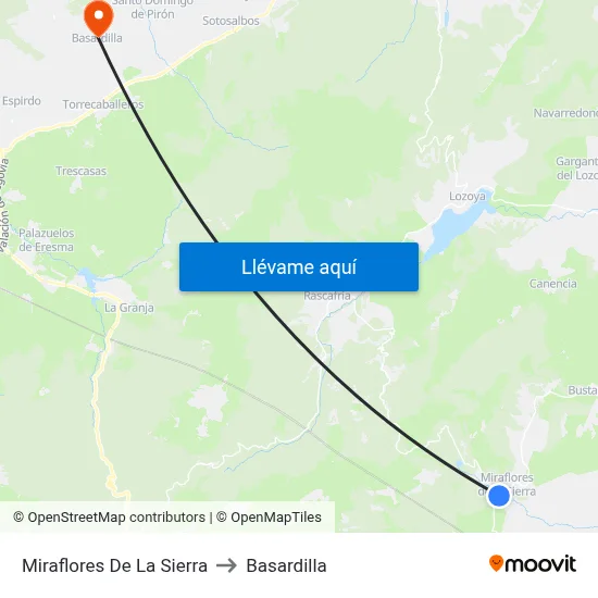 Miraflores De La Sierra to Basardilla map