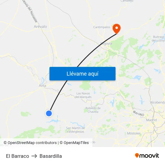 El Barraco to Basardilla map
