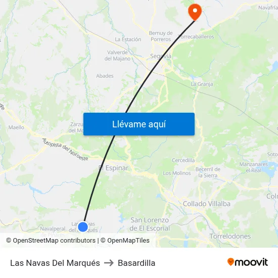 Las Navas Del Marqués to Basardilla map