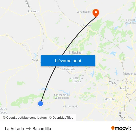 La Adrada to Basardilla map