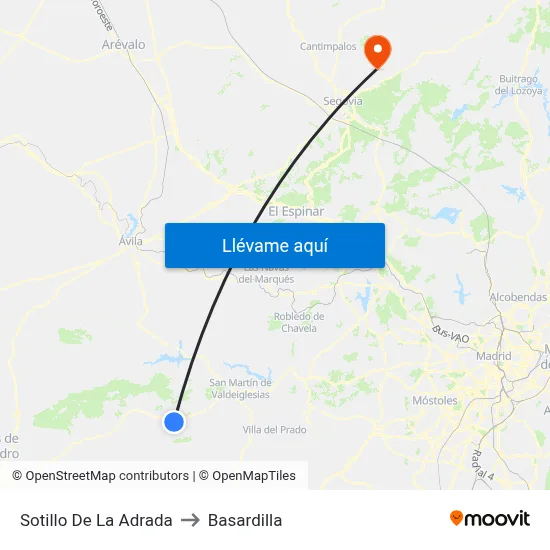 Sotillo De La Adrada to Basardilla map