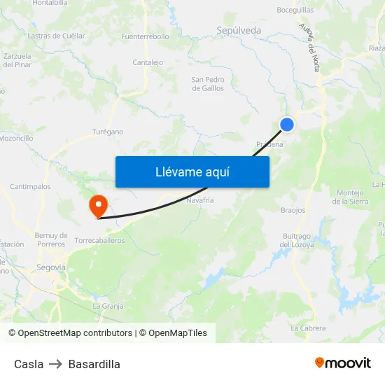 Casla to Basardilla map