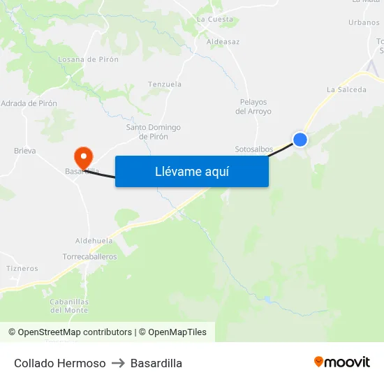Collado Hermoso to Basardilla map