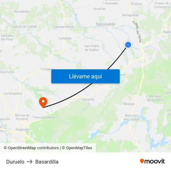 Duruelo to Basardilla map