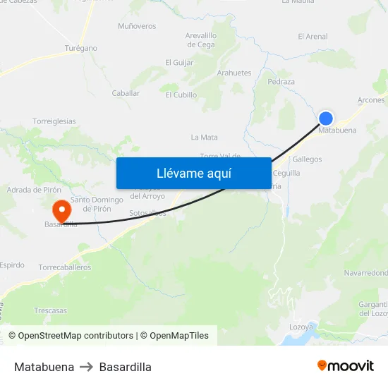 Matabuena to Basardilla map