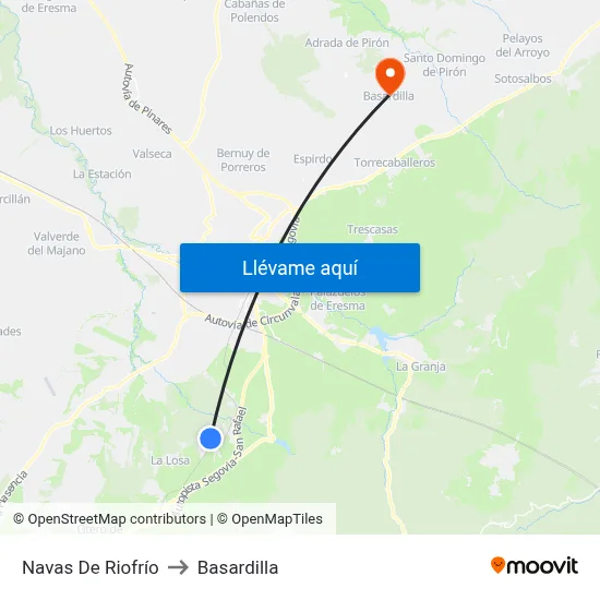 Navas De Riofrío to Basardilla map