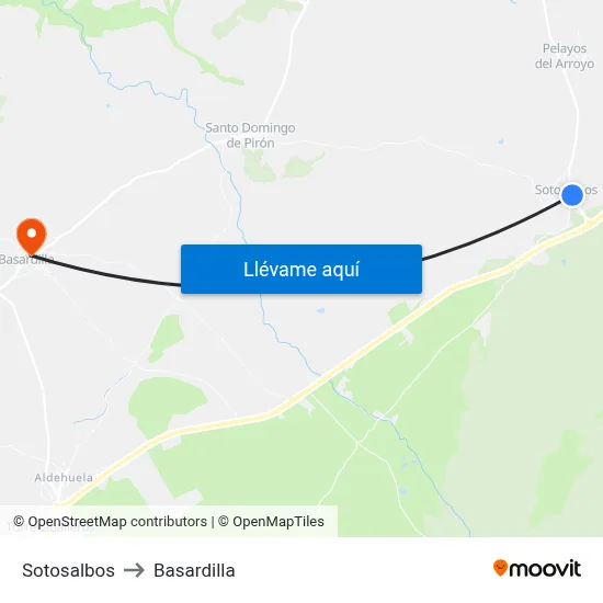 Sotosalbos to Basardilla map