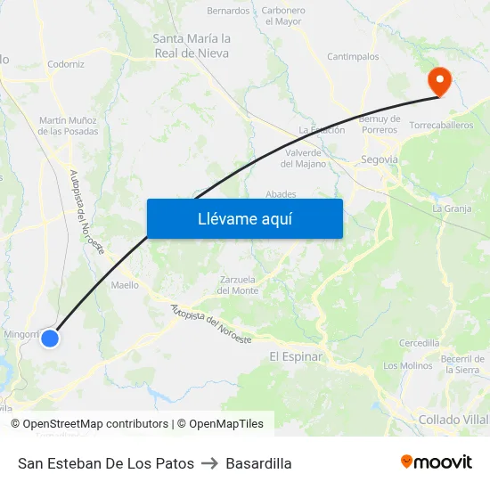 San Esteban De Los Patos to Basardilla map