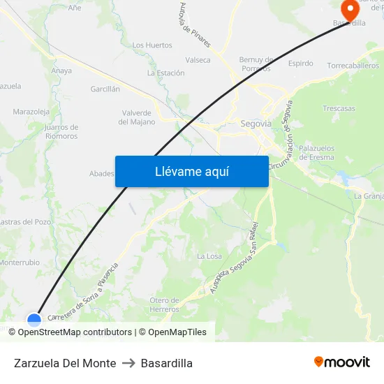 Zarzuela Del Monte to Basardilla map