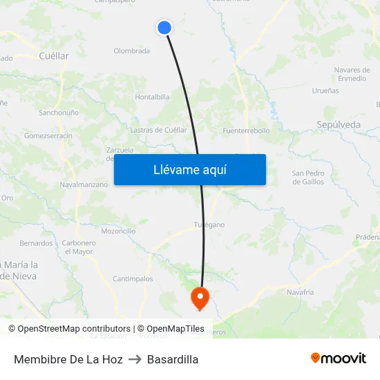 Membibre De La Hoz to Basardilla map