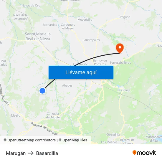 Marugán to Basardilla map