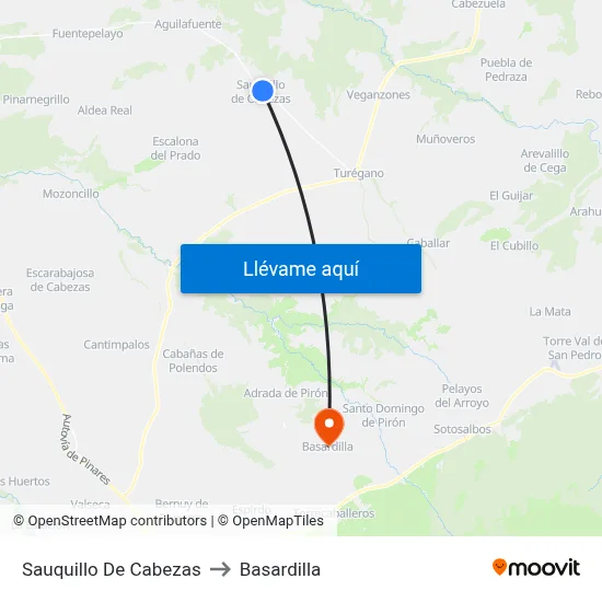 Sauquillo De Cabezas to Basardilla map