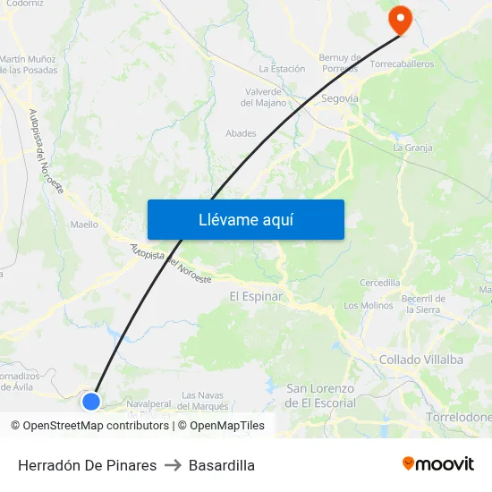 Herradón De Pinares to Basardilla map