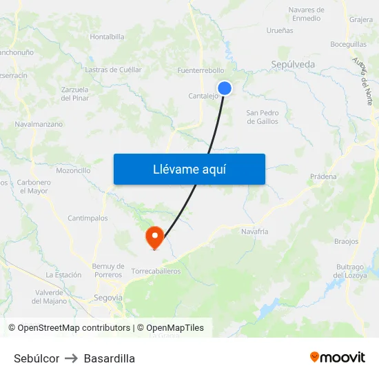 Sebúlcor to Basardilla map